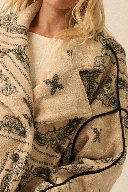 Saddle Song Bandana-Print Fleece Lapel Jacket