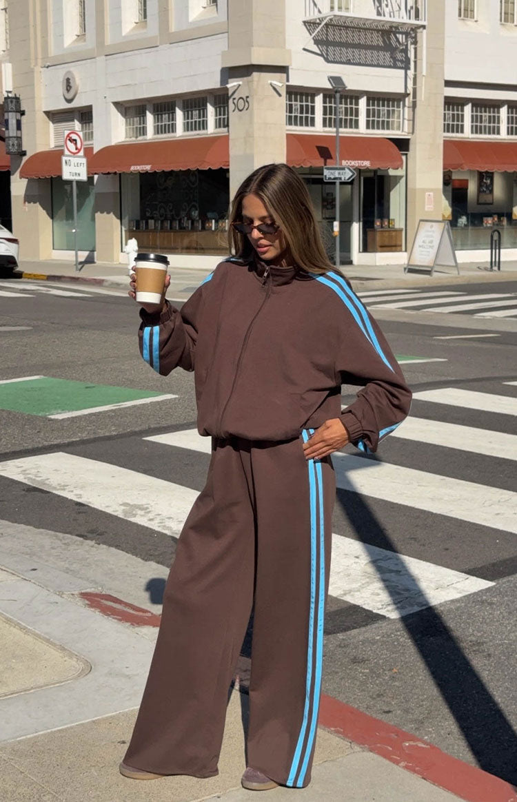 Kosie Chocolate And Blue Stripe Jacket - PRE ORDER