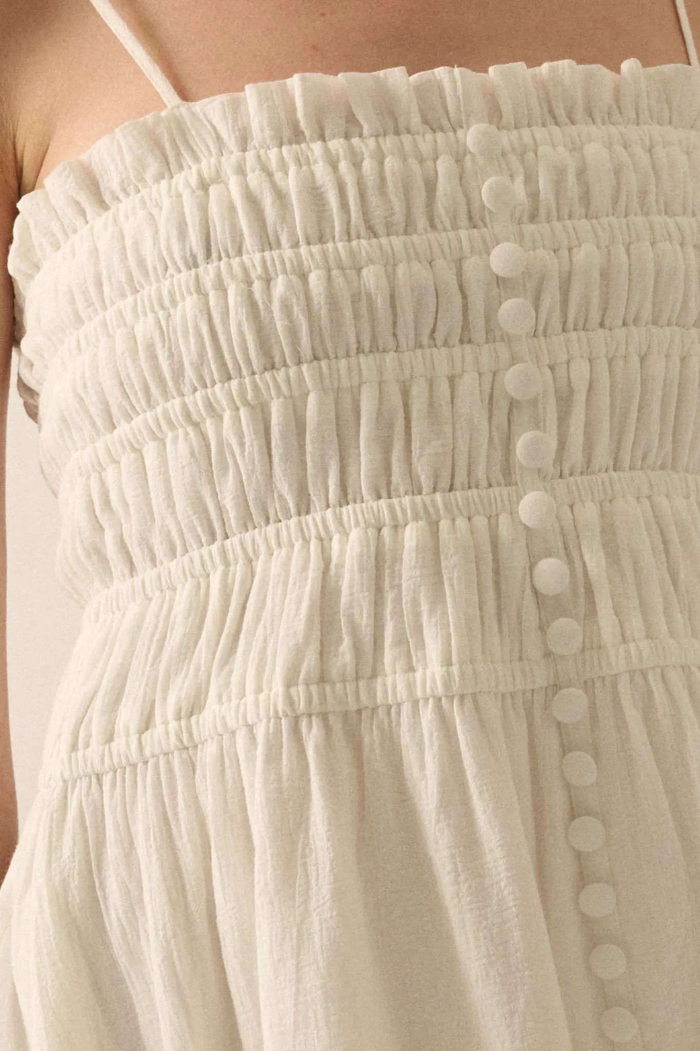 Catching Clouds Smocked Crinkle Cotton Mini Dress