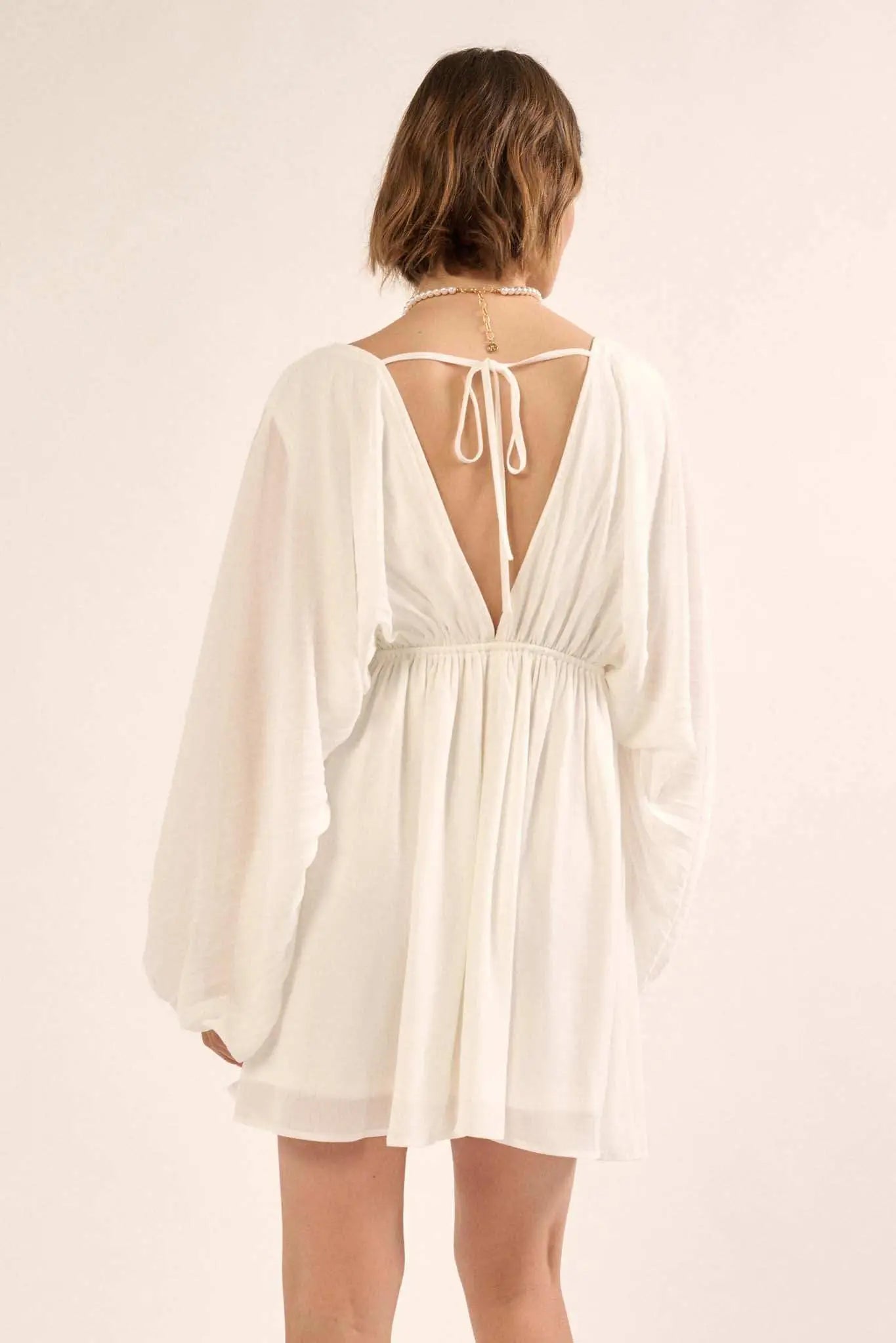 Ripple Effect Accordion Pleated Kimono Mini Dress