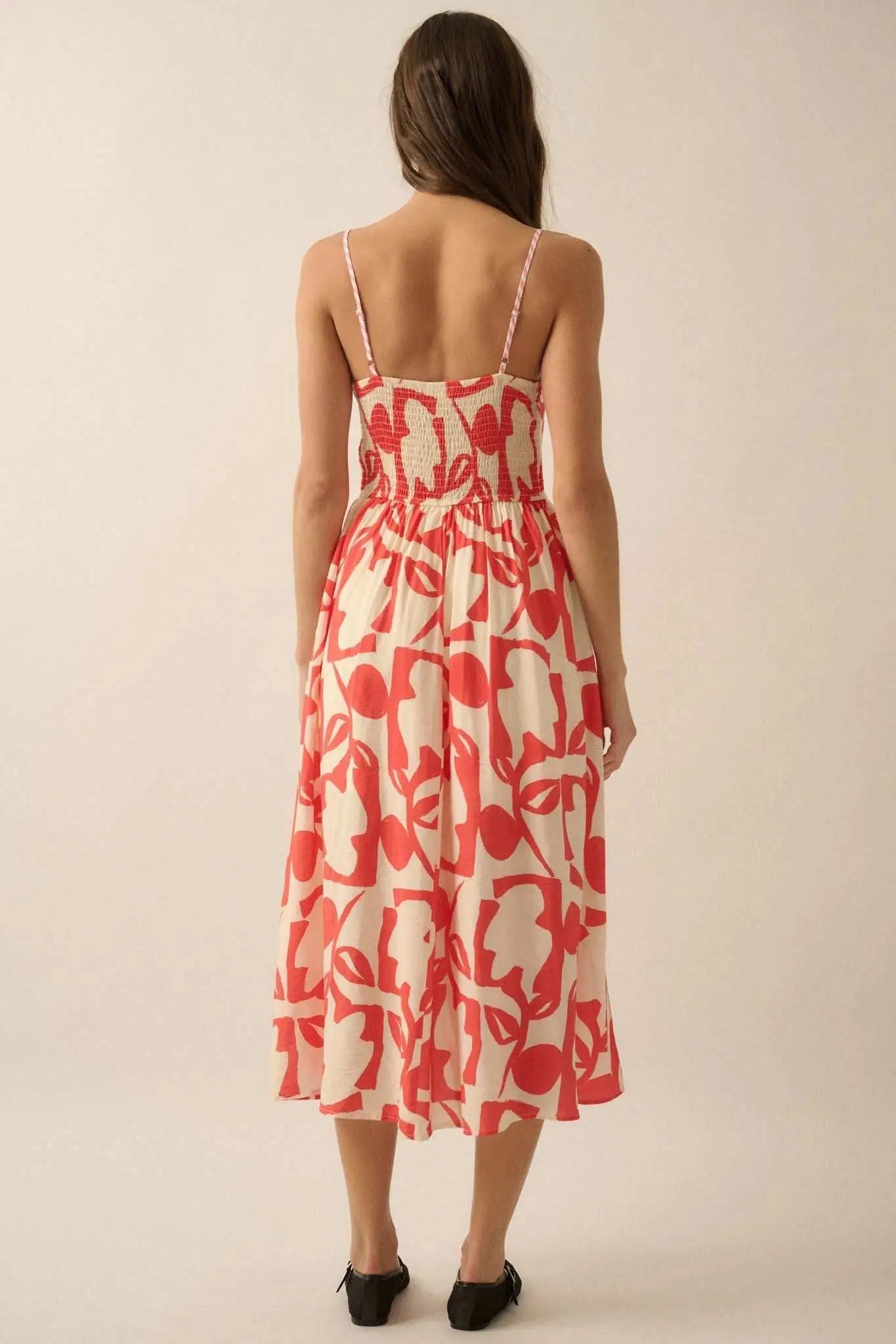 Bold Bouquet Abstract Floral Pocket Midi Dress