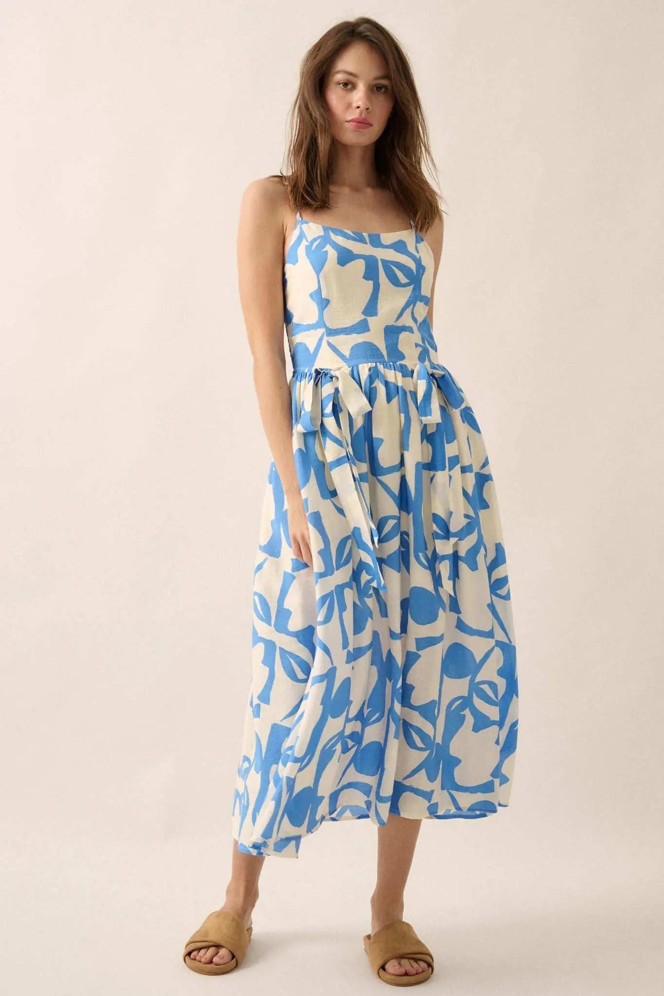 Bold Bouquet Abstract Floral Pocket Midi Dress