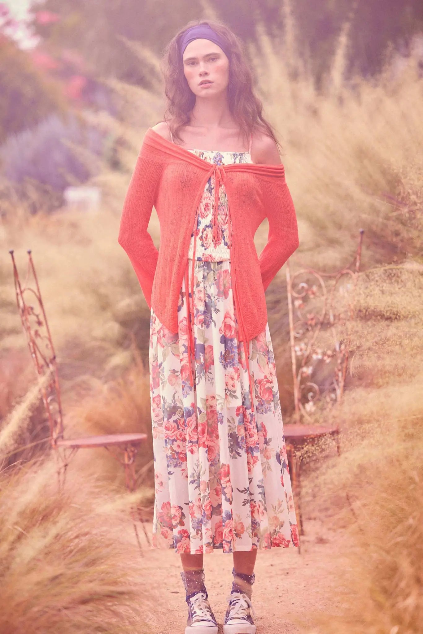 Blooming Valley Floral Mesh Smocked Maxi Dress