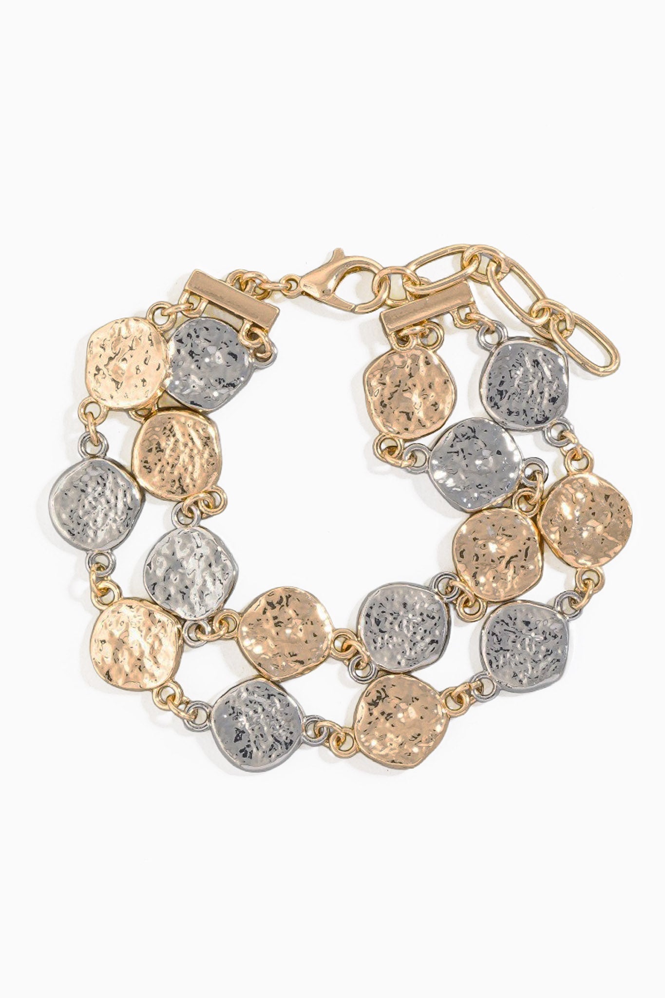 Chalon Two-Tone Hammered Coin Chain Bracelet