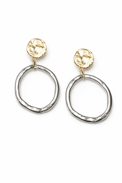 Casiano Hammered Coin and Hoop Dangle Earrings