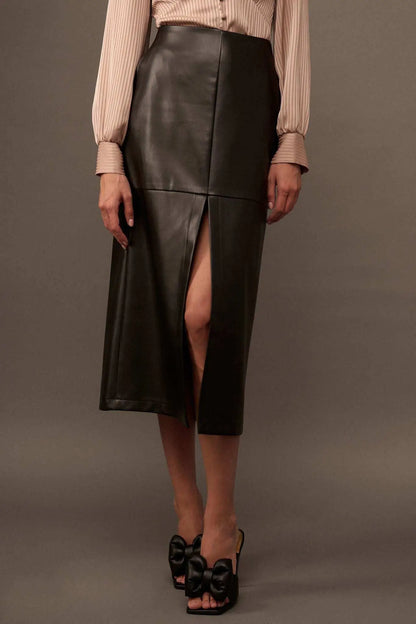Leading Edge Vegan Leather Pencil Skirt