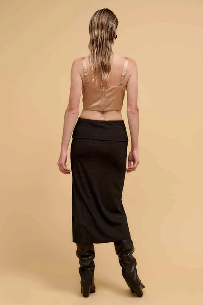 Make It Sparkle Shimmer Knit Foldover Midi Skirt