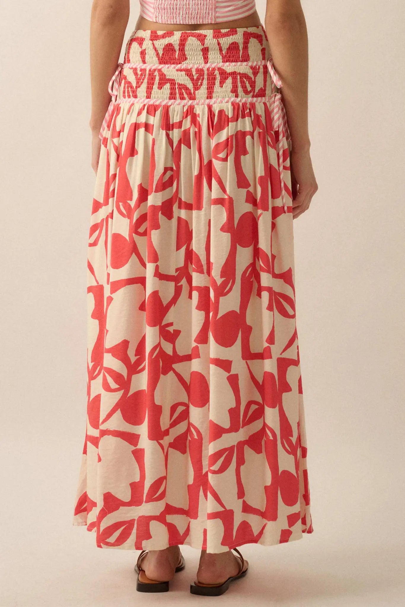 Pop Petals Abstract Floral Drop-Waist Maxi Skirt