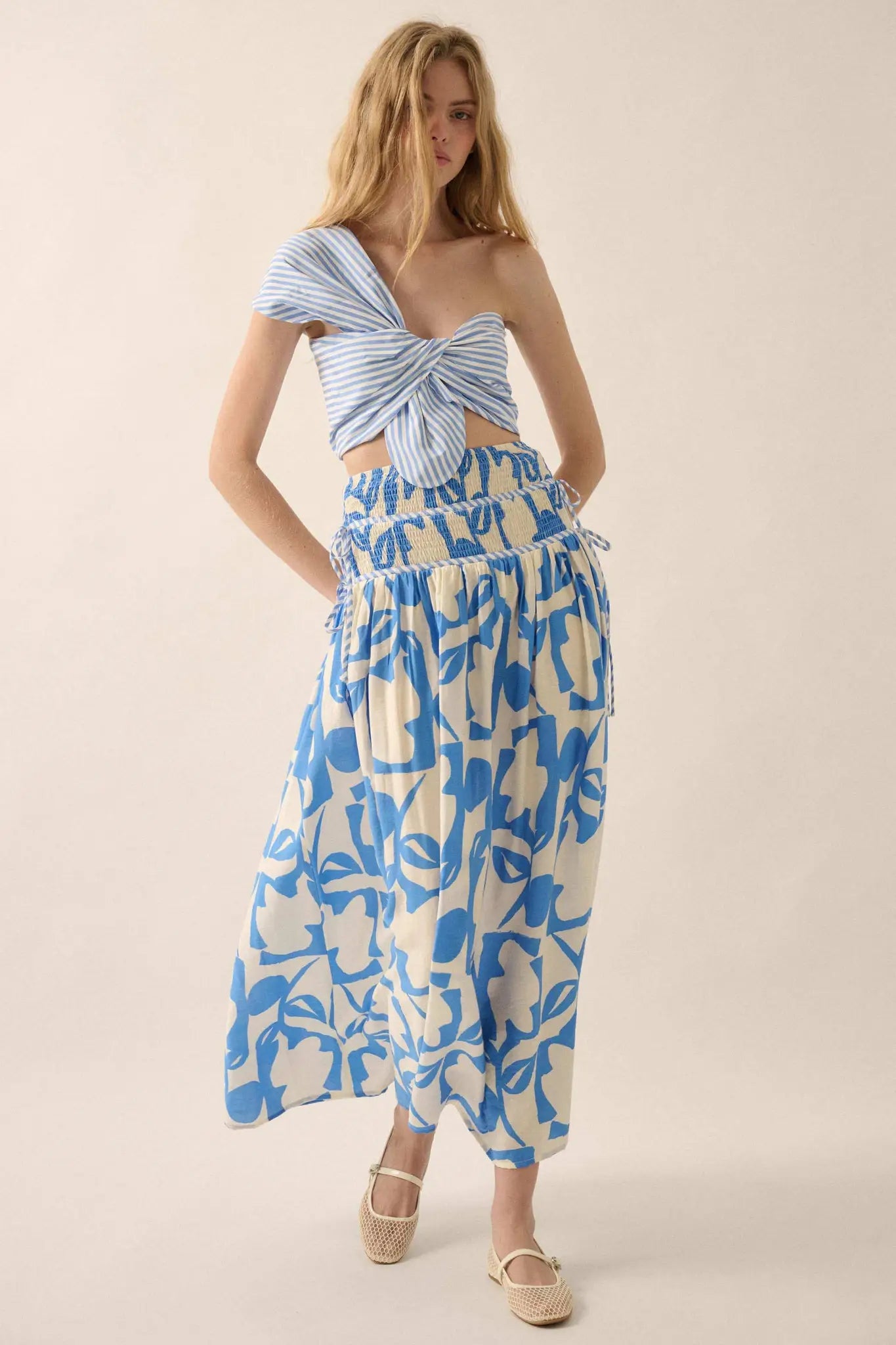 Pop Petals Abstract Floral Drop-Waist Maxi Skirt