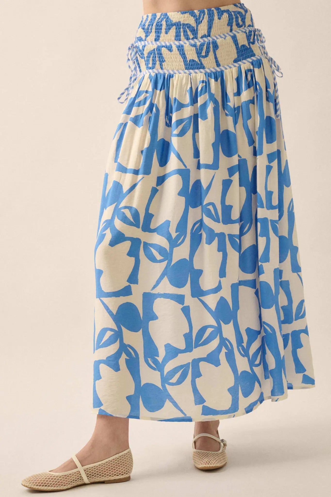 Pop Petals Abstract Floral Drop-Waist Maxi Skirt