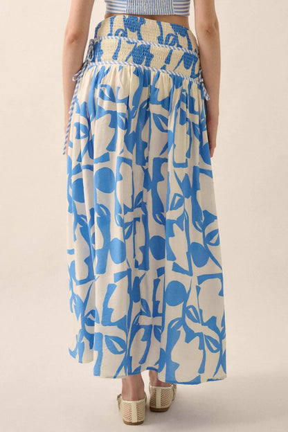Pop Petals Abstract Floral Drop-Waist Maxi Skirt