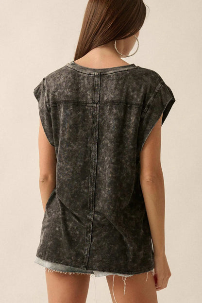 Melting Heart Vintage-Wash Cap-Sleeve Graphic Tee