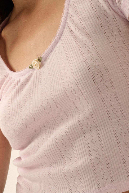 Simply Sweet Cropped Pointelle Baby Tee