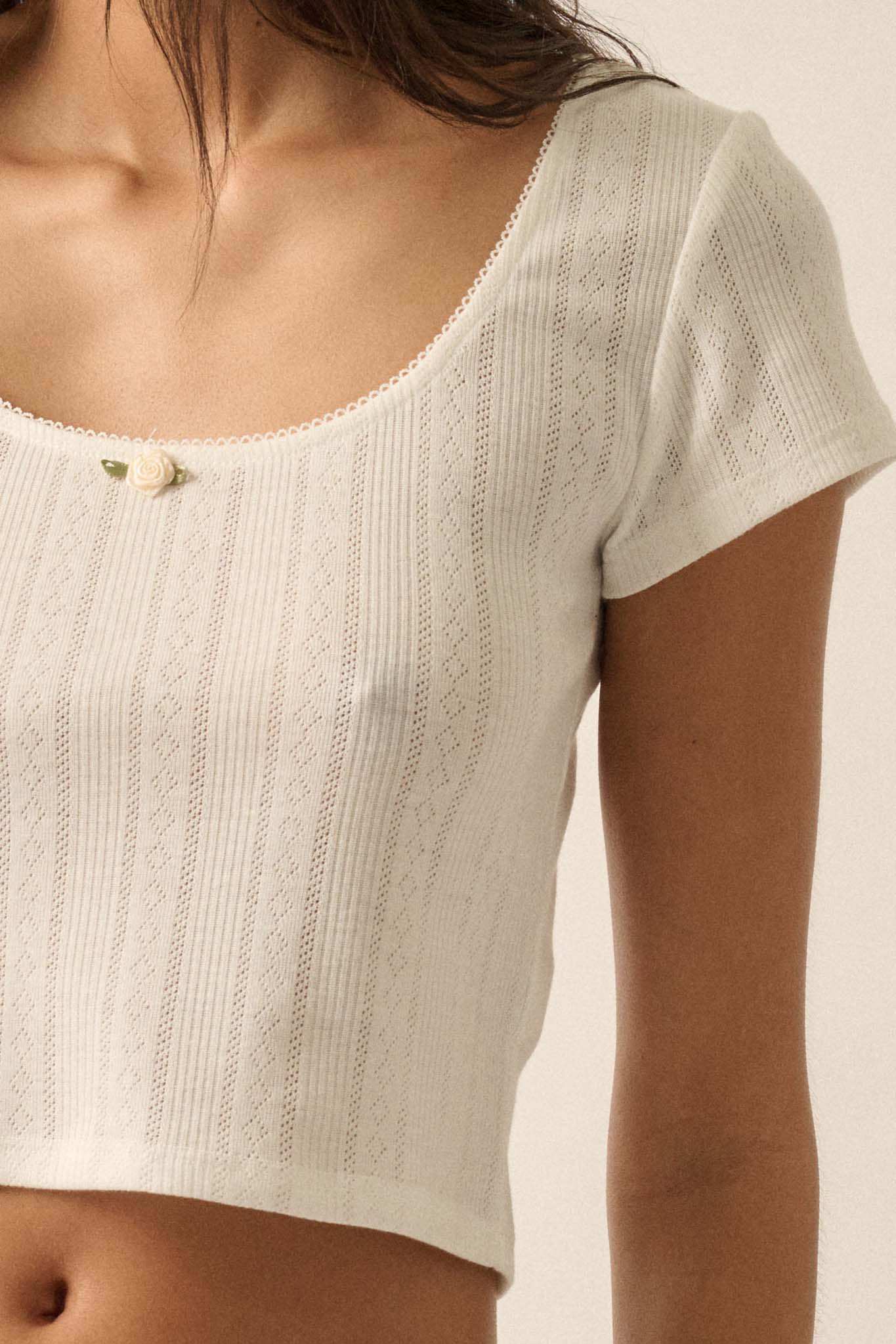 Simply Sweet Cropped Pointelle Baby Tee