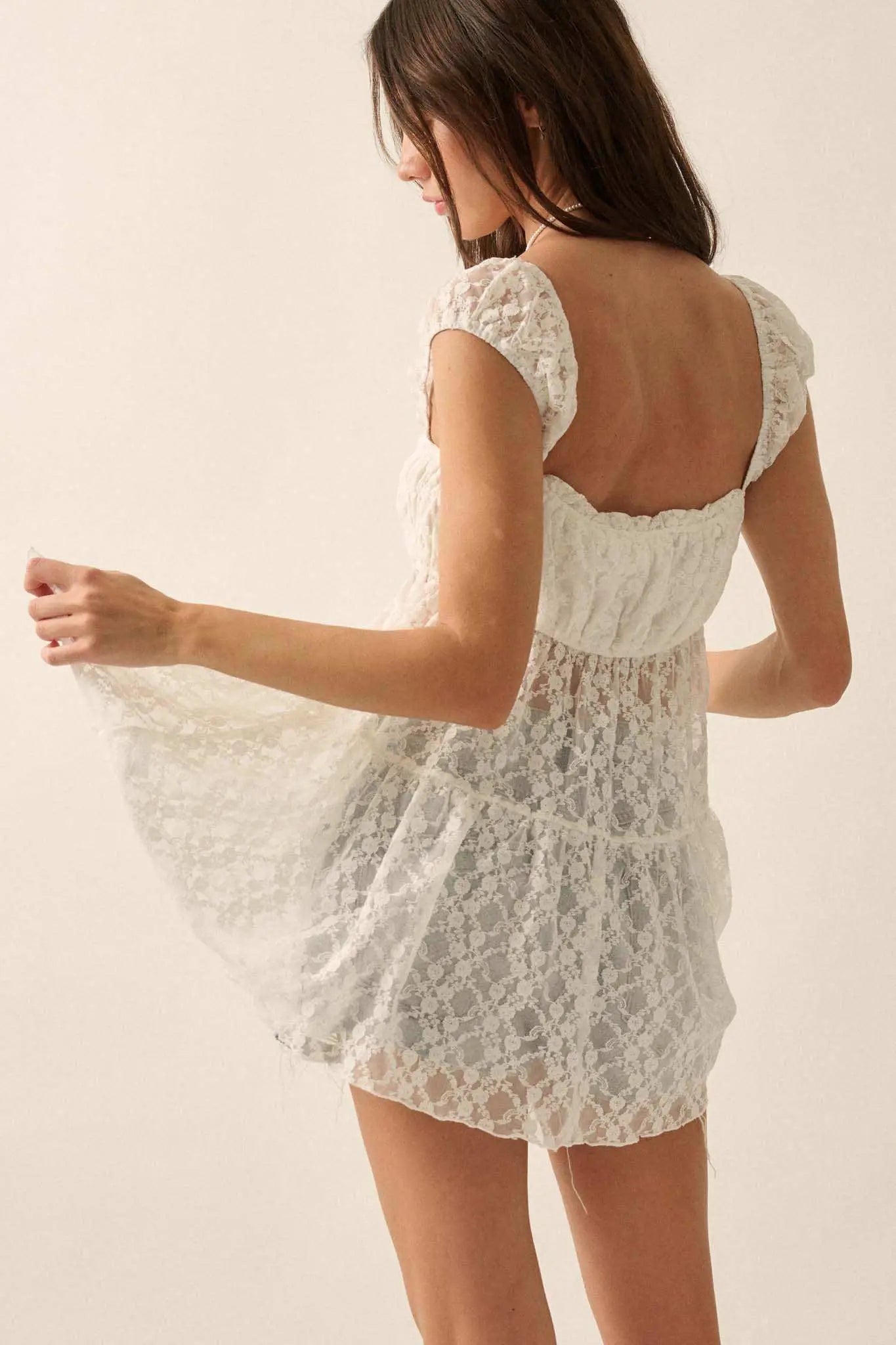 Purely Pretty Smocked Lace Babydoll Top