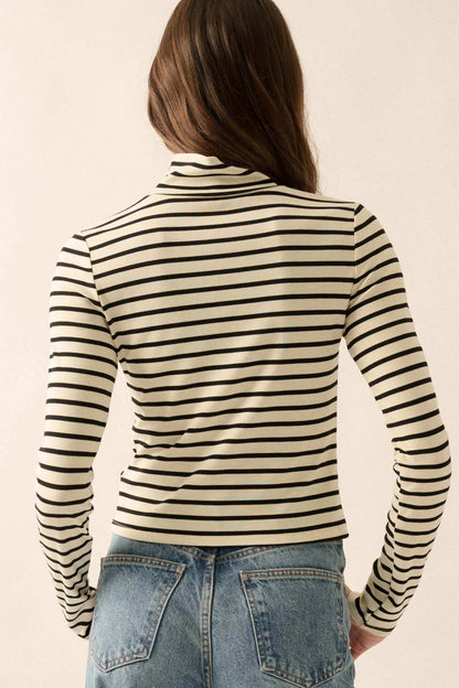 Inside the Lines Striped Mock-Neck Top