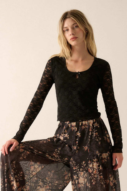 Something Sweet Floral Lace Keyhole Top