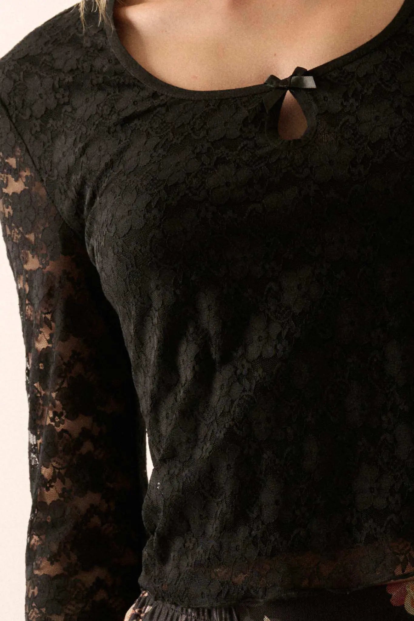 Something Sweet Floral Lace Keyhole Top