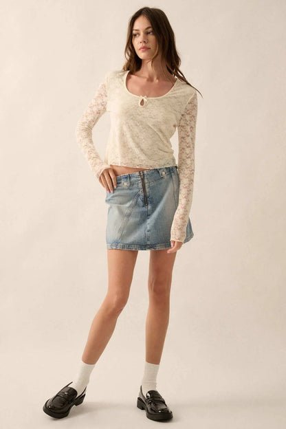 Something Sweet Floral Lace Keyhole Top