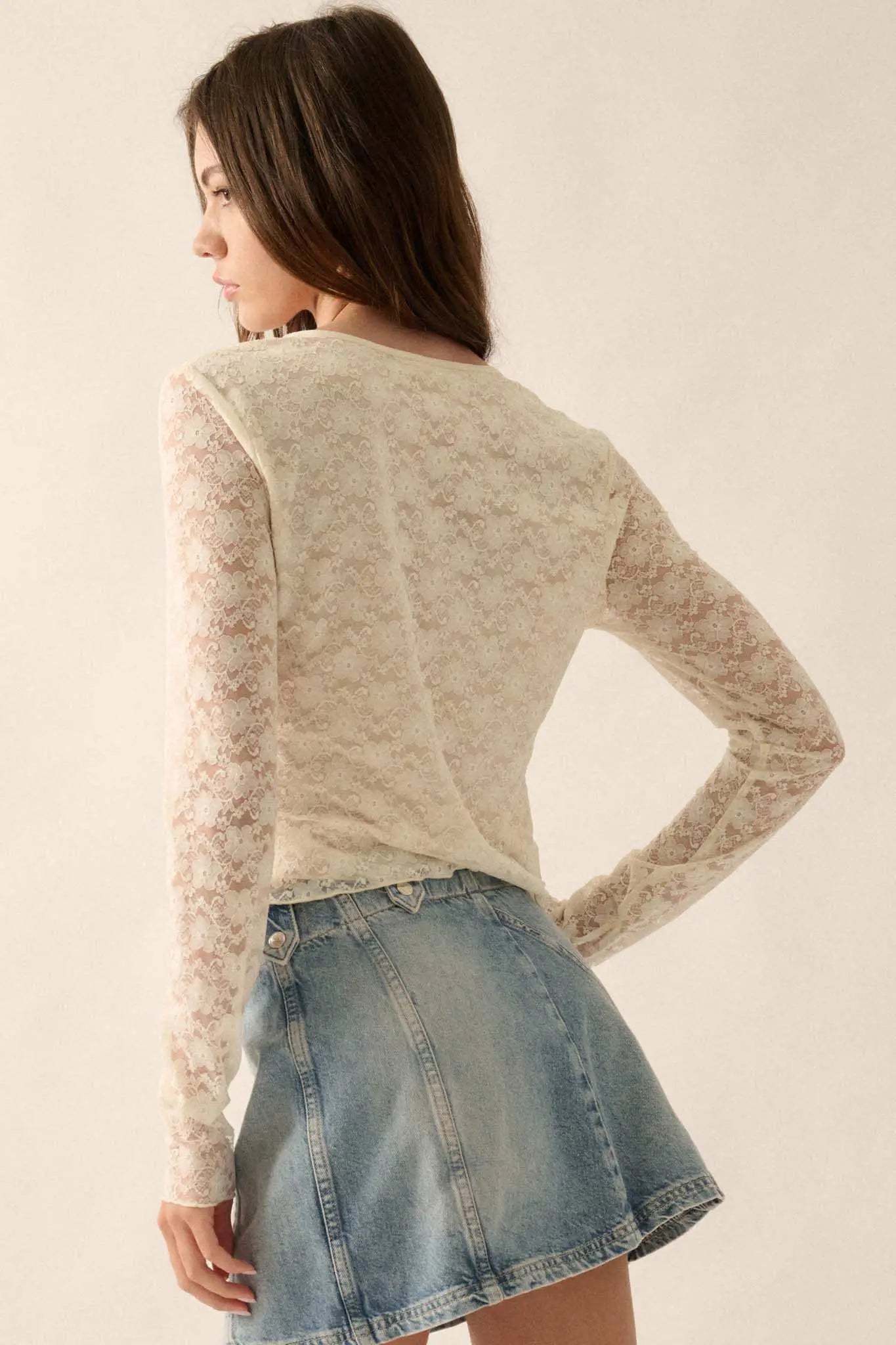 Something Sweet Floral Lace Keyhole Top
