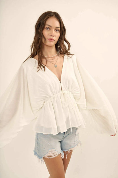 Made for Love Accordion Pleated Kimono Blouse