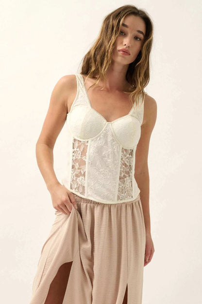 Blooming Romance Floral Lace Bustier Corset Top