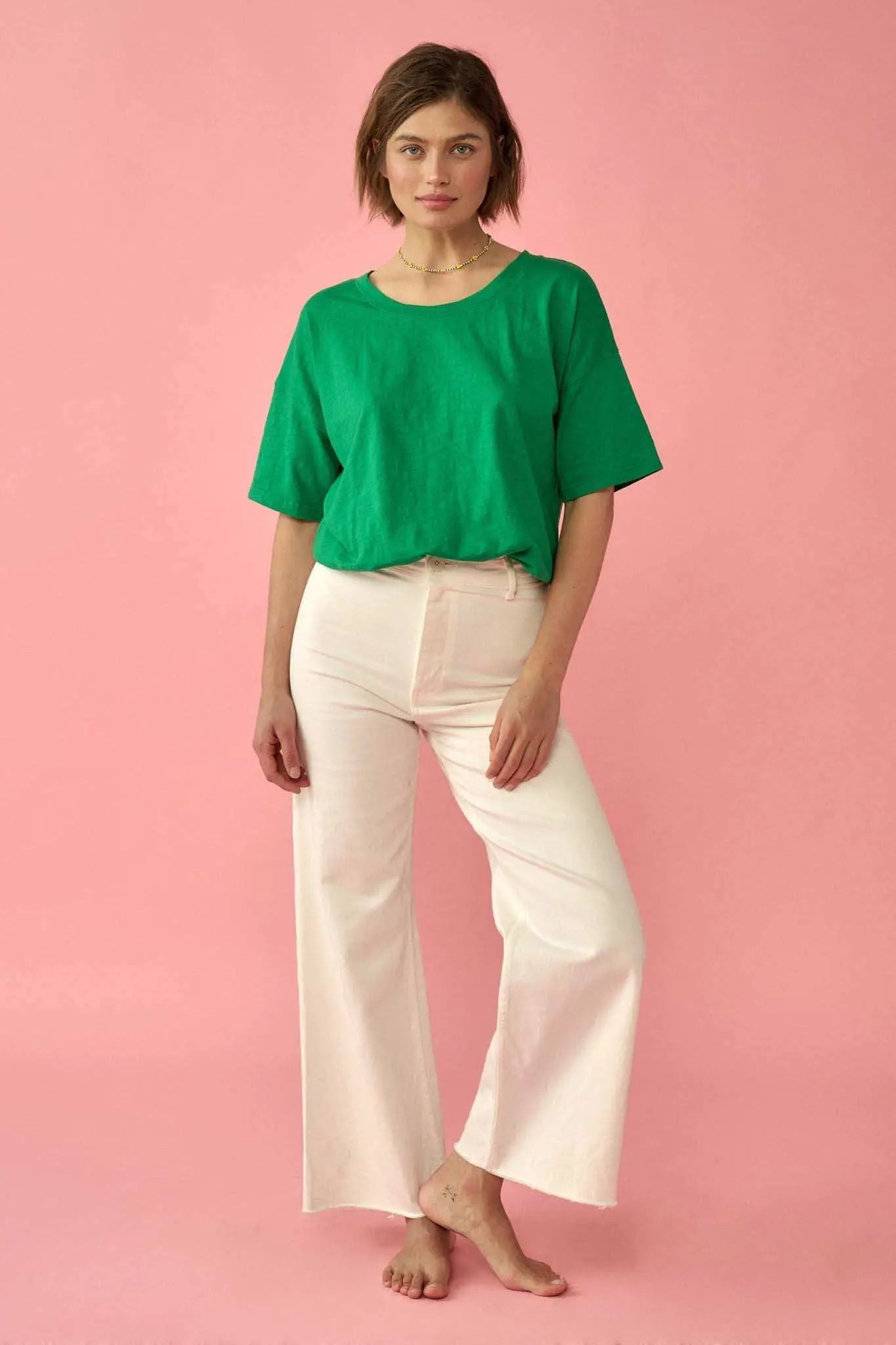 Easy Fit Vintage-Wash Slub Cotton T-Shirt Bodysuit