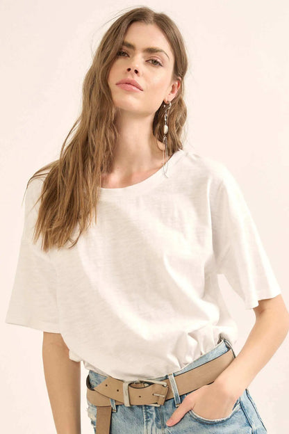 Easy Fit Vintage-Wash Slub Cotton T-Shirt Bodysuit