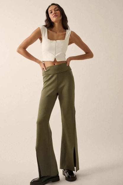 Lifted Fit Zip-Front Cropped Square-Neck Tank Top