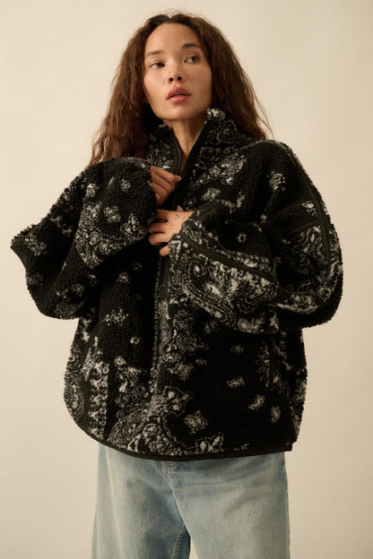 Dream On Paisley-Print Fleece Half-Zip Pullover