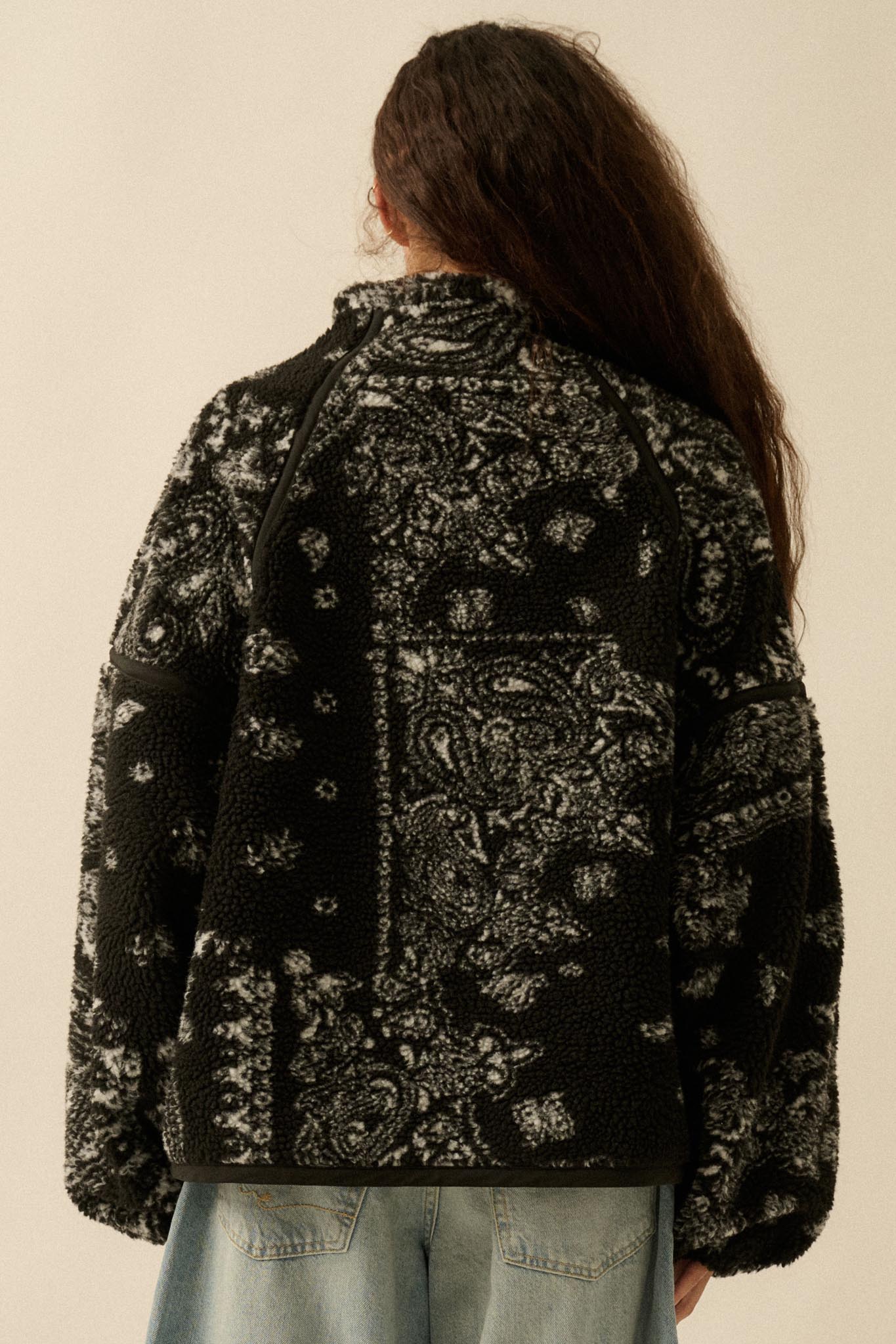 Dream On Paisley-Print Fleece Half-Zip Pullover