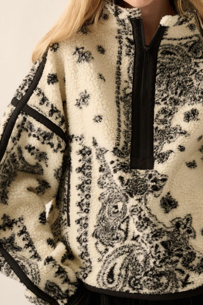 Dream On Paisley-Print Fleece Half-Zip Pullover