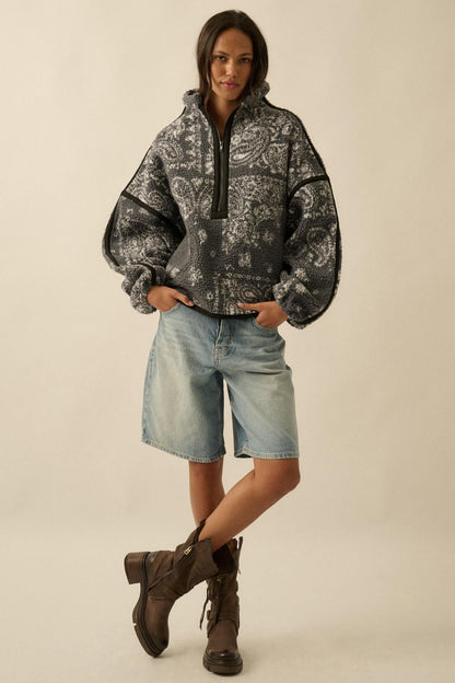 Dream On Paisley-Print Fleece Half-Zip Pullover