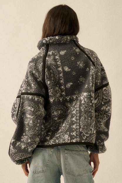 Dream On Paisley-Print Fleece Half-Zip Pullover