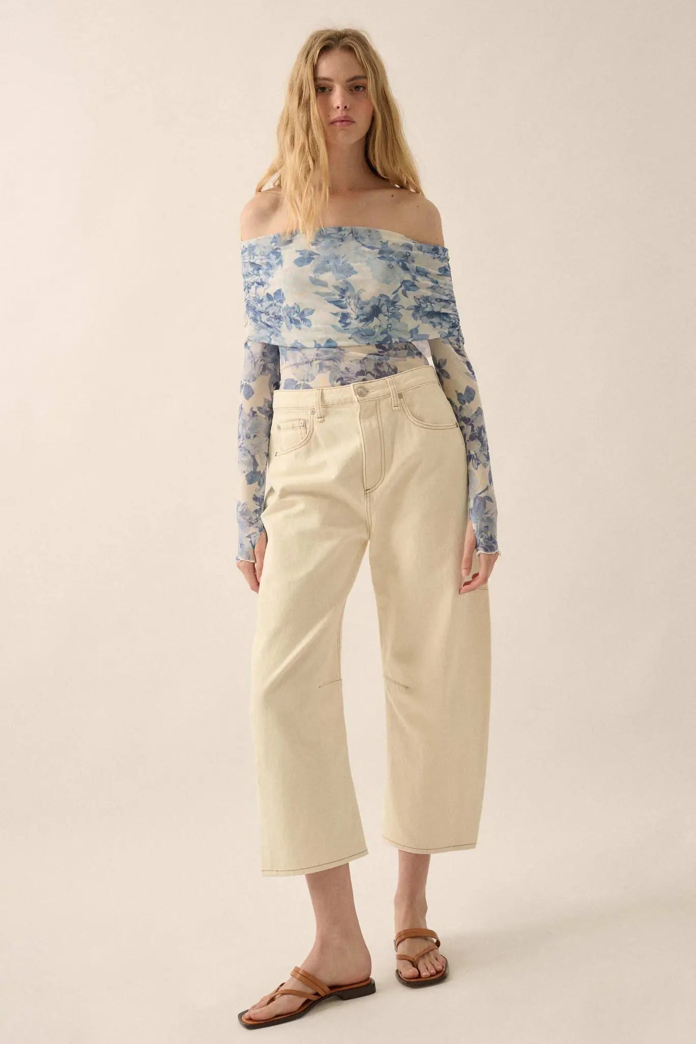 Floral Embrace Floral Mesh Foldover Bodysuit