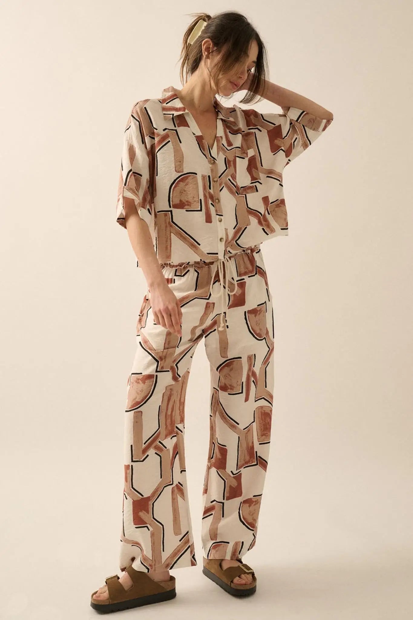 Hidden Realm Abstract-Print Pocket Camp Shirt