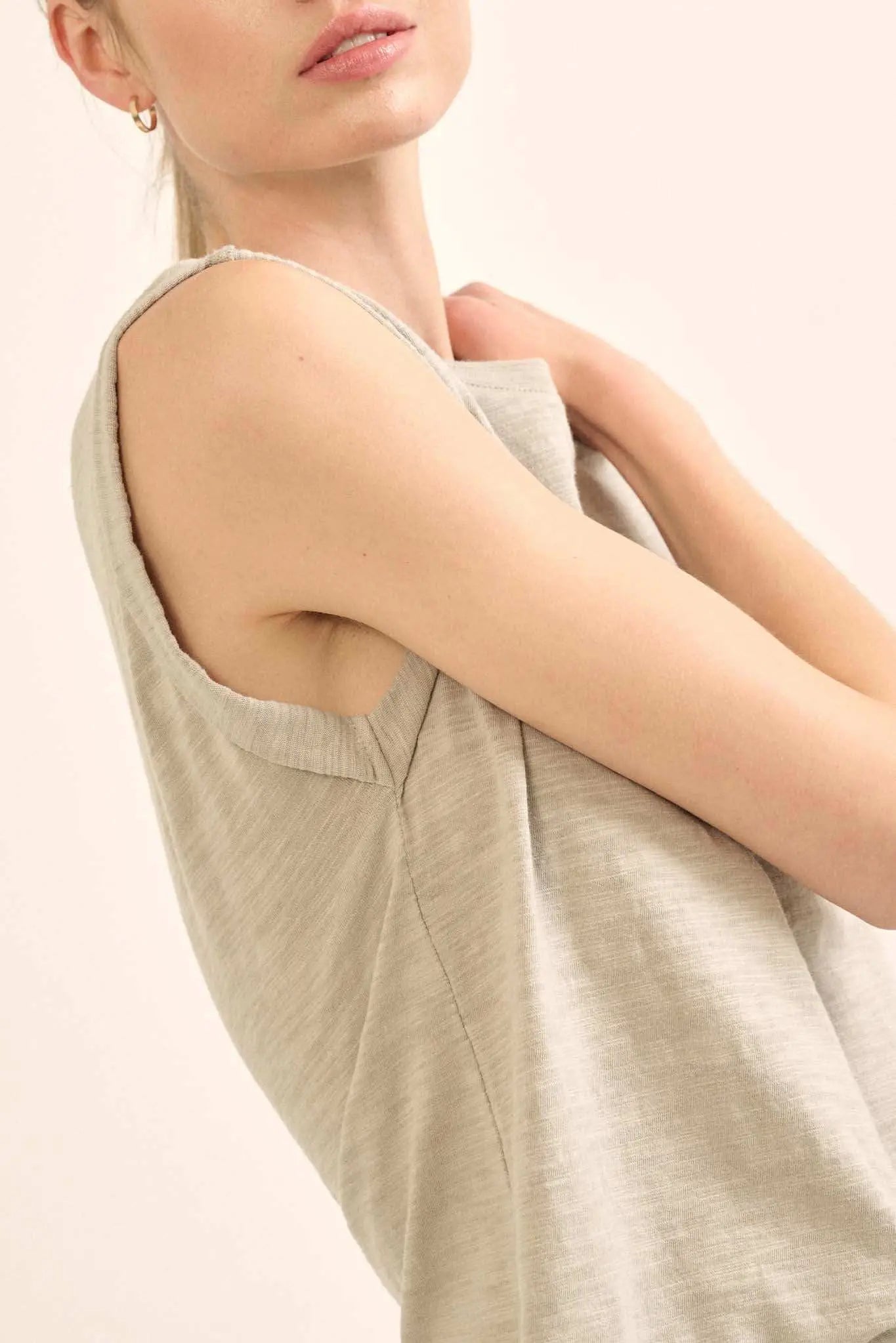 Easy Fit Vintage-Wash Slub Cotton Sleeveless Tee