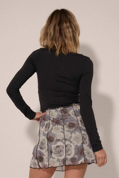 Lifted Fit Corset-Detail Long-Sleeve Top