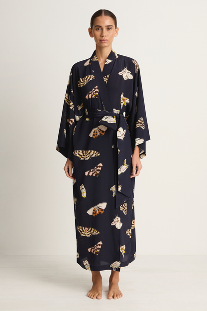 Olivia Von Halle Amaya Robe - Notte Navy Moth