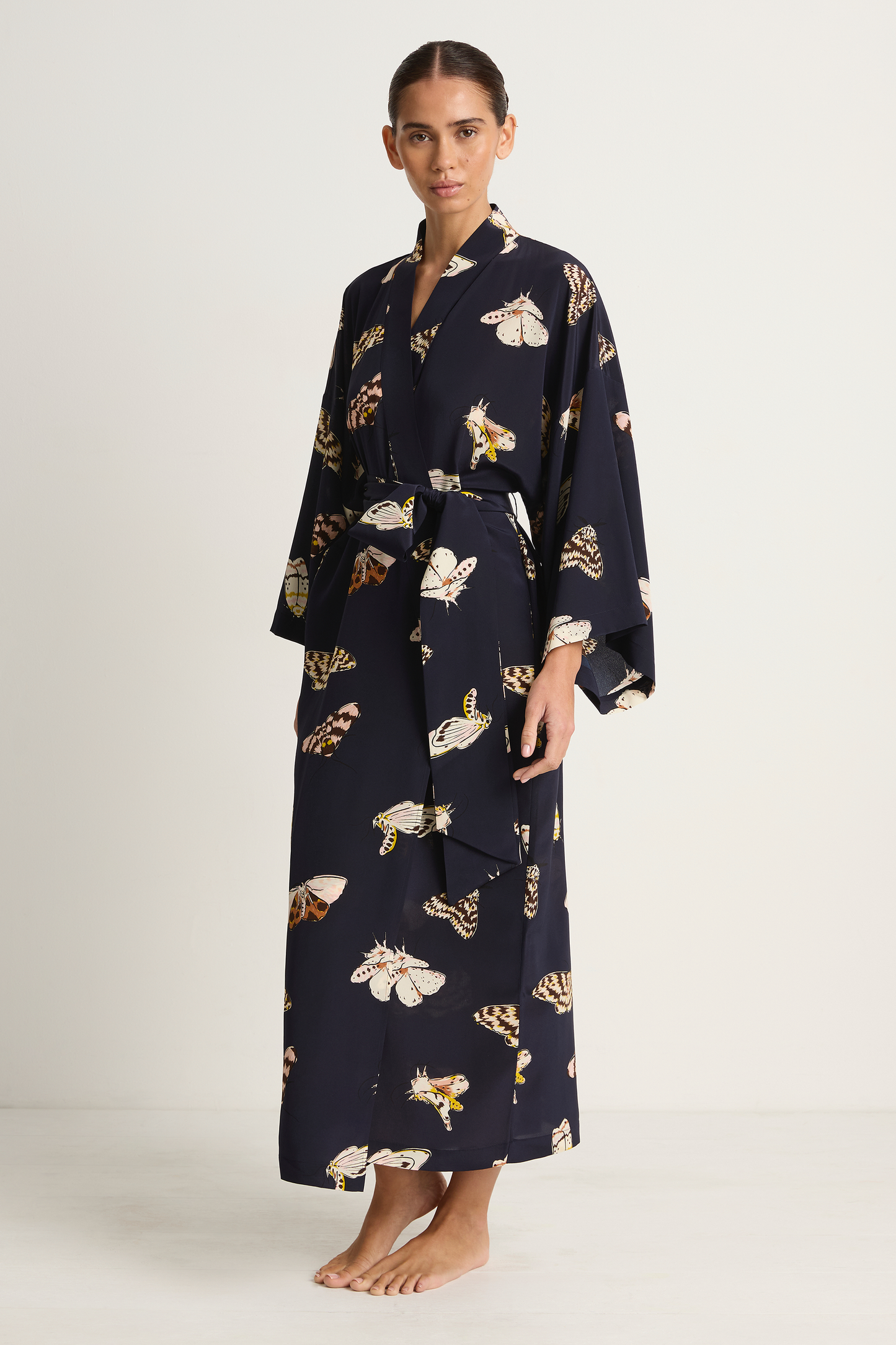 Olivia Von Halle Amaya Robe - Notte Navy Moth