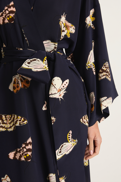 Olivia Von Halle Amaya Robe - Notte Navy Moth