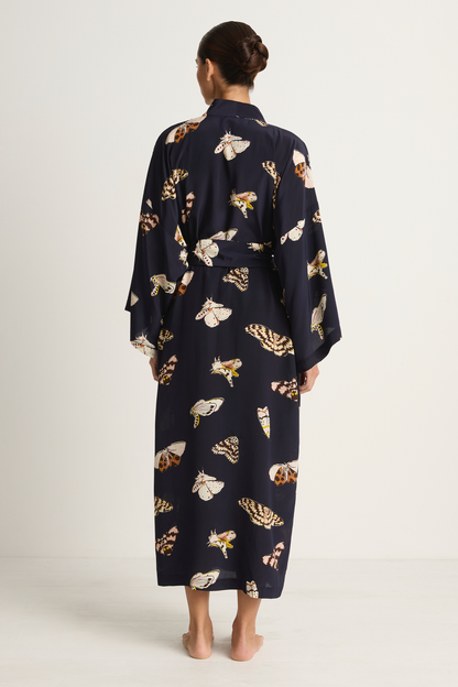Olivia Von Halle Amaya Robe - Notte Navy Moth