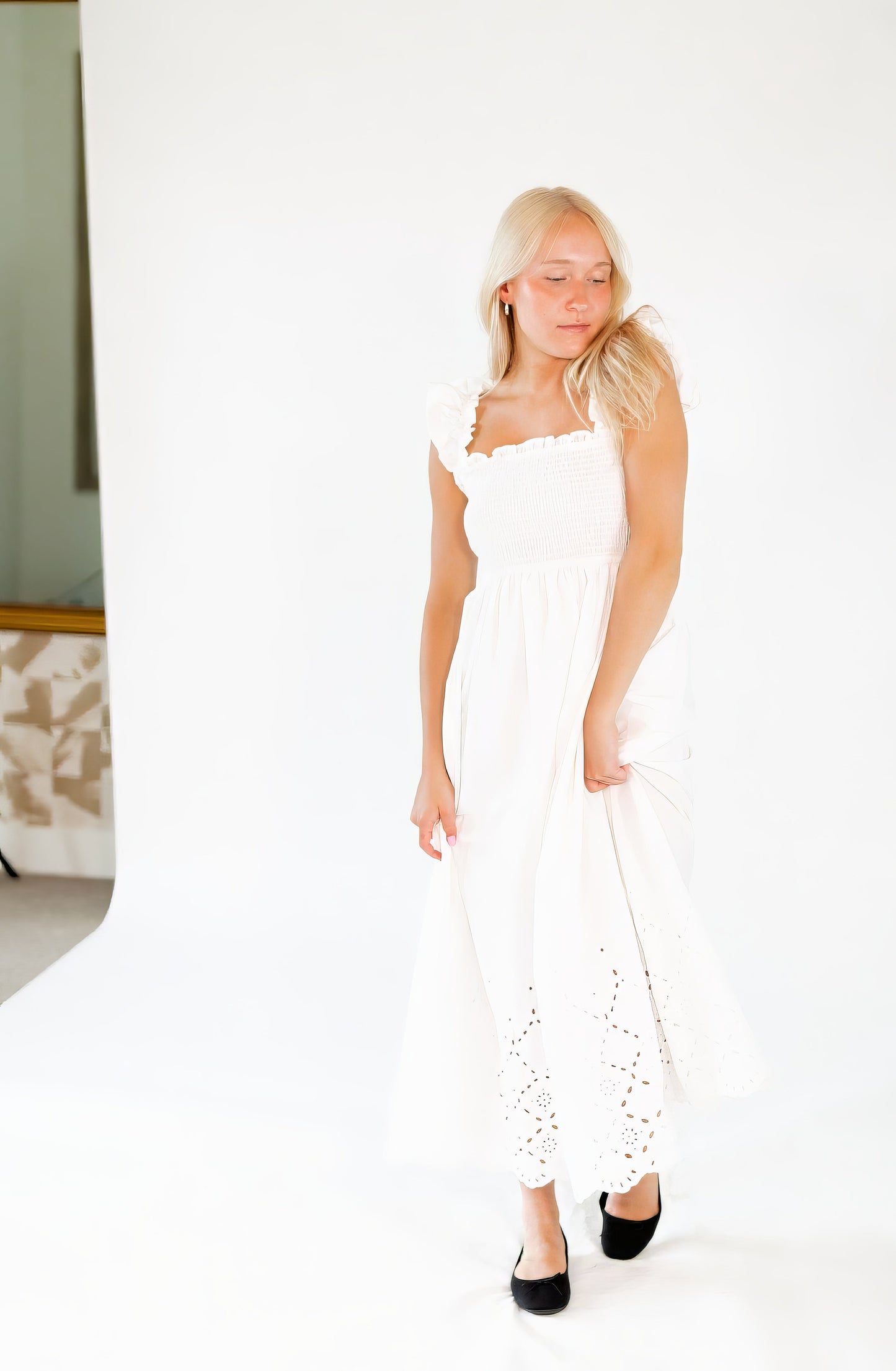 Wilma Eyelet Midi Dress