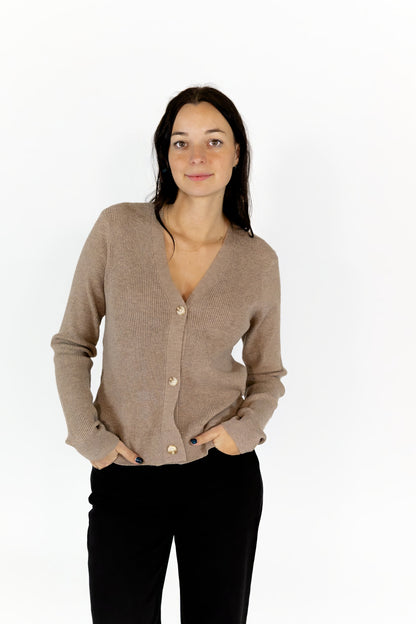 Latte Button Down Cardigan