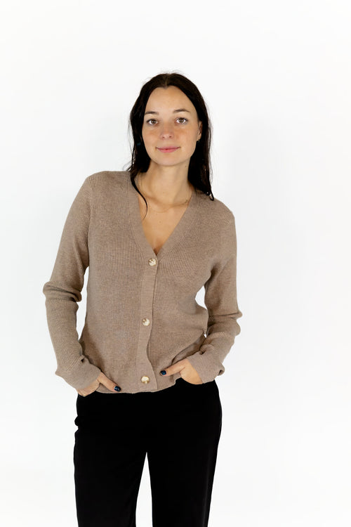 Latte Button Down Cardigan