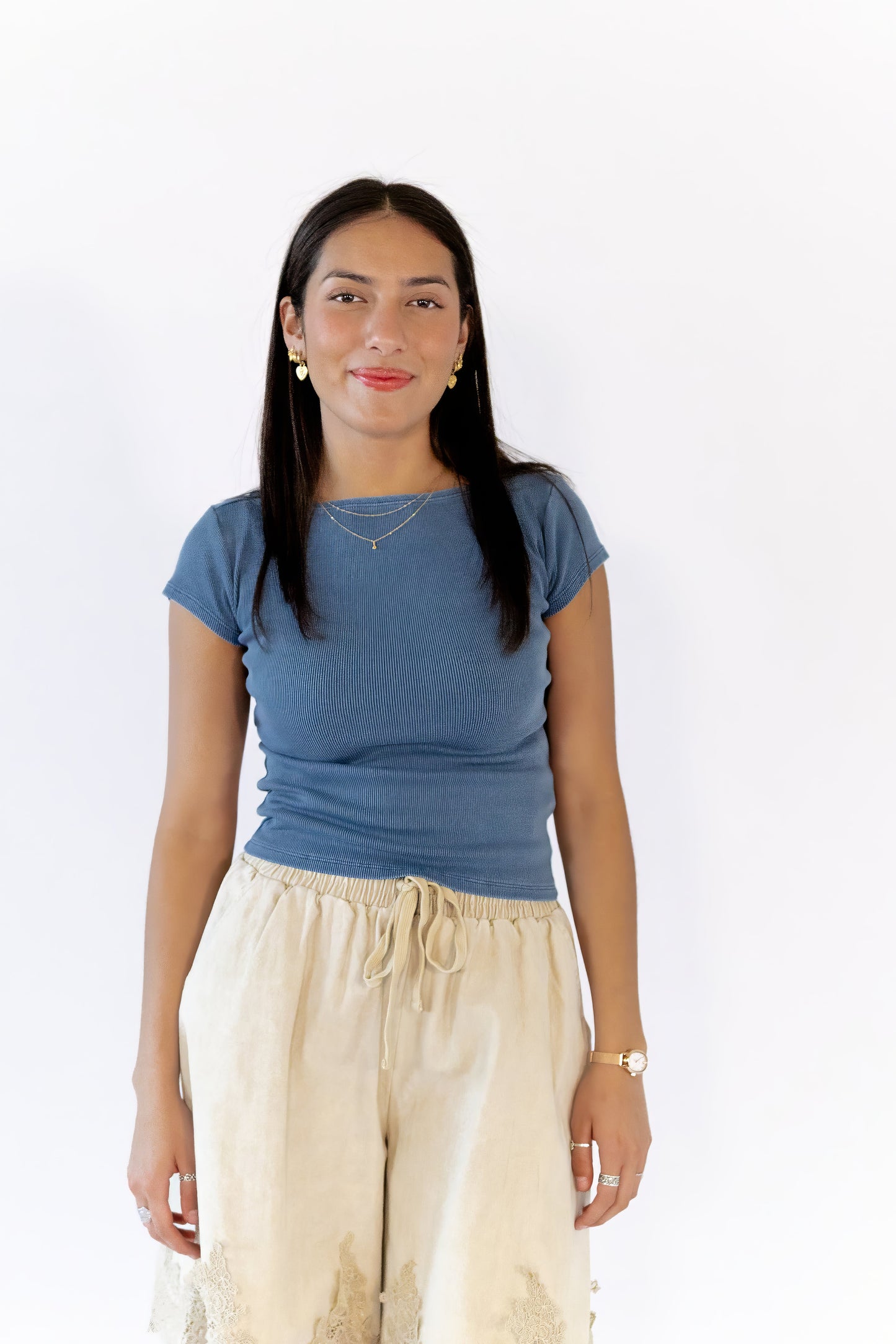 Amelia Ribbed Top · Vintage Blue  ⭐︎ Restocked