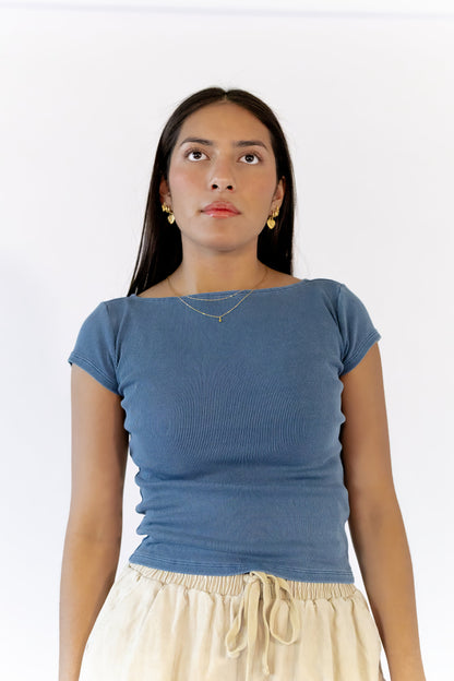 Amelia Ribbed Top · Vintage Blue  ⭐︎ Restocked
