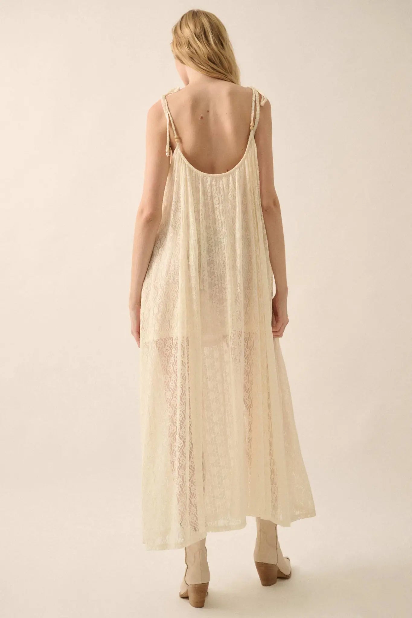 Heaven Knows Paneled Lace Maxi Slip Dress