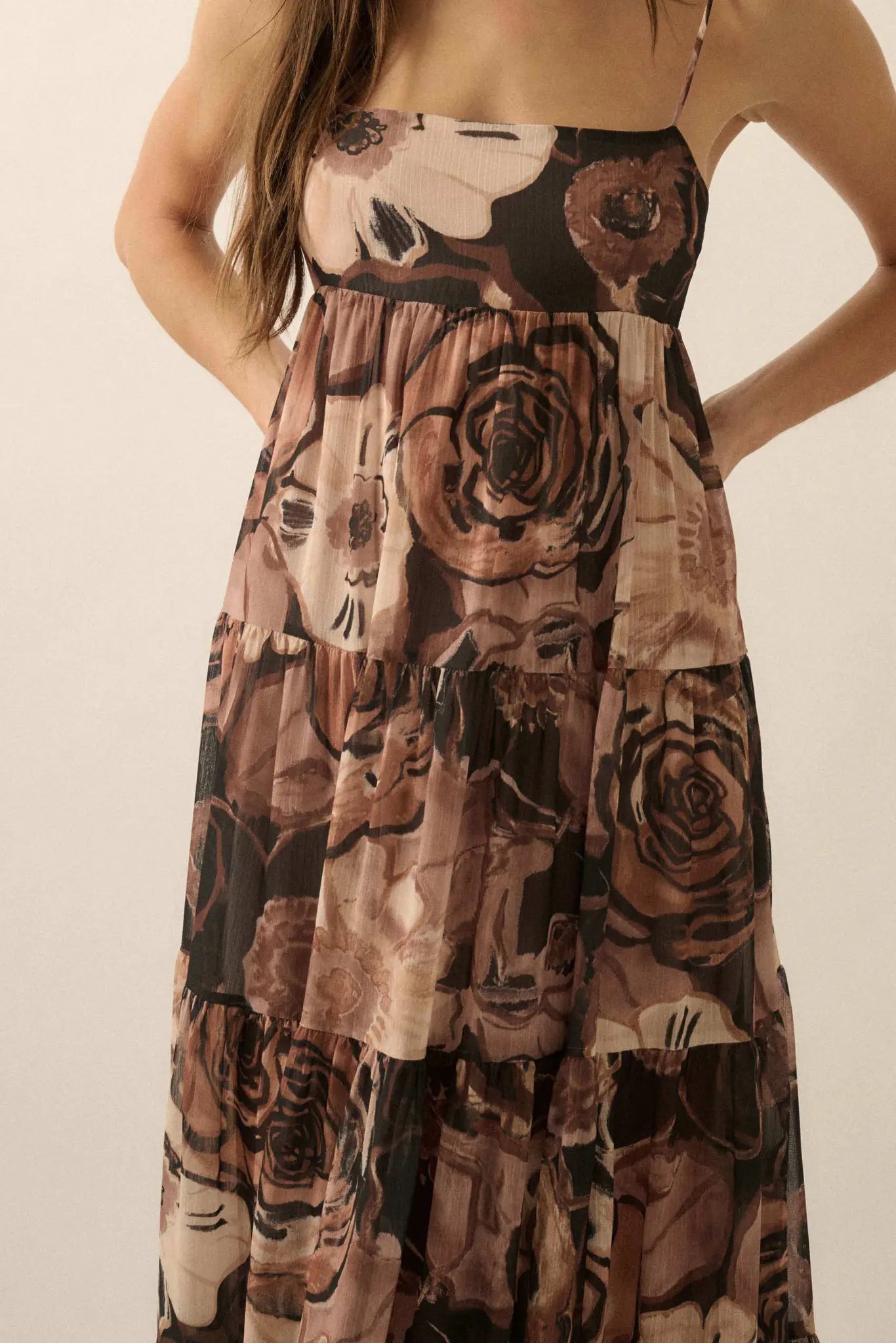 Blooming Bliss Floral Chiffon Tiered Maxi Dress