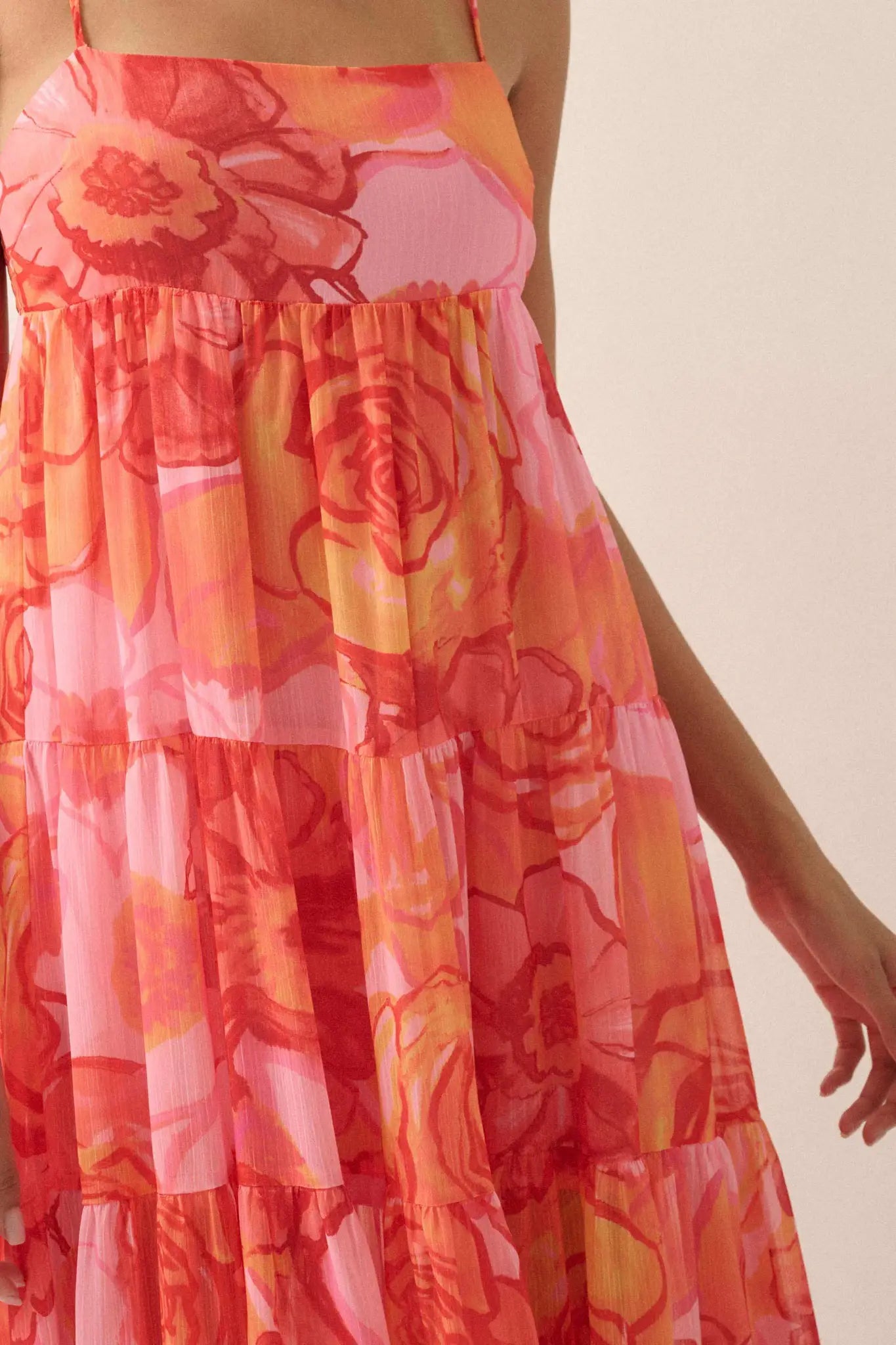 Blooming Bliss Floral Chiffon Tiered Maxi Dress